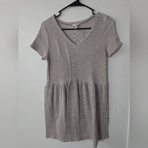 Caution To The Wind Brown And White Striped Dress‎ Size Medium